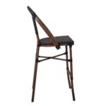 COSTA Σκαμπό BAR με Πλάτη, Αλουμίνιο Απόχρωση Καρυδί, Textilene Μαύρο 50x55x76/116cm - Image 3