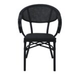 COSTA Πολυθρόνα Dining Αλουμινίου, Απόχρωση Μαύρο Textilene Μαύρο 58x57x83cm - Image 3