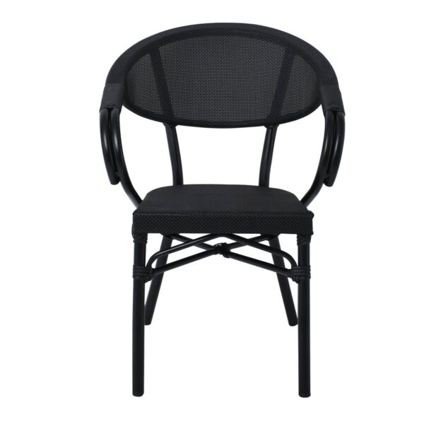 COSTA Πολυθρόνα Dining Αλουμινίου, Απόχρωση Μαύρο Textilene Μαύρο 58x57x83cm - Image 3