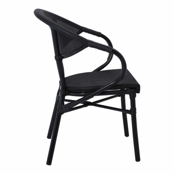 COSTA Πολυθρόνα Dining Αλουμινίου, Απόχρωση Μαύρο Textilene Μαύρο 58x57x83cm - Image 4