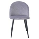 BELLA Καρέκλα Τραπεζαρίας, Μέταλλο Βαφή Μαύρο, Ύφασμα Velure Απόχρωση Γκρι 50x56x80cm - Image 4