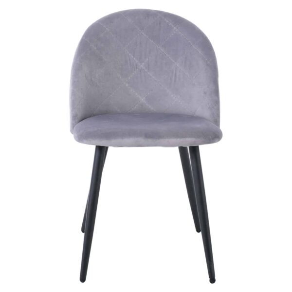BELLA Καρέκλα Τραπεζαρίας, Μέταλλο Βαφή Μαύρο, Ύφασμα Velure Απόχρωση Γκρι 50x56x80cm - Image 4
