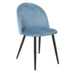BELLA Καρέκλα Τραπεζαρίας, Μέταλλο Βαφή Μαύρο, Ύφασμα Velure Απόχρωση Petrol 50x56x80cm - Image 2