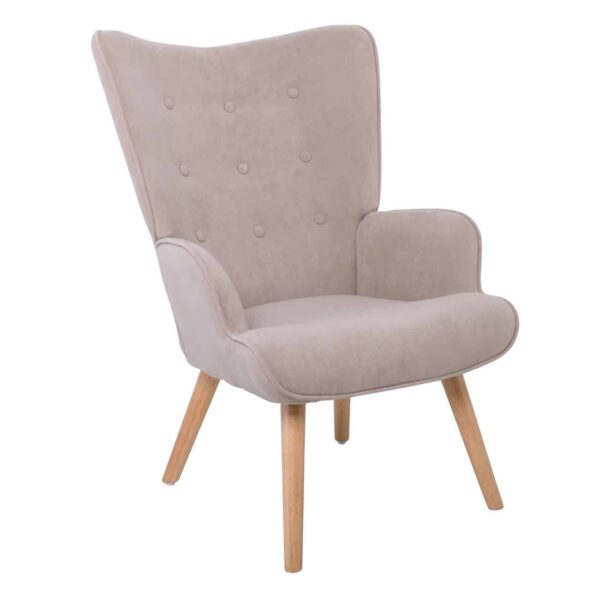 ALMA Πολυθρόνα - Μπερζέρα Σαλονιού - Καθιστικού Φυσικό Ύφασμα Velure Ανοιχτό Καφέ,K/D 69x76x97cm - Image 2