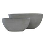 FLOWER POT-4  Set 2 τεμαχίων Cement Grey 56x27x26cm - 76x34x32cm - Image 2
