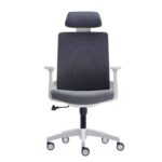 BF8900 Πολυθρόνα Γραφείου Διευθυντή, Άσπρο - Γκρι, Mesh Γκρι, Ύφασμα Γκρι 64x66x116/128cm - Image 3