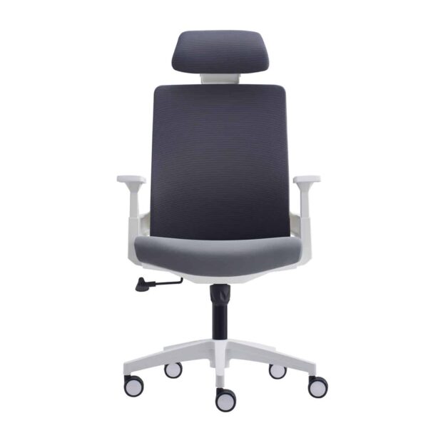 BF8900 Πολυθρόνα Γραφείου Διευθυντή, Άσπρο - Γκρι, Mesh Γκρι, Ύφασμα Γκρι 64x66x116/128cm - Image 3