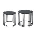 RICO Set-2 Τραπεζάκια Σαλονιού Καθιστικού, Μέταλλο Βαφή Μαύρο, Γυαλί Smoke Φ45 H.40cm + Φ50 H.45cm - Image 2