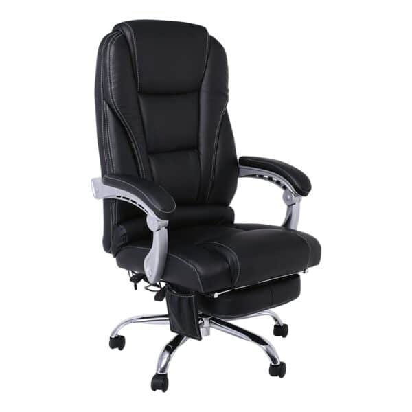 BF8550 Massage Relax Πολυθρόνα Γραφείου Διευθυντή, Βάση Χρώμιο με Υποπόδιο, Pu  Μαύρο 68x64-135x118/127cm - Image 2
