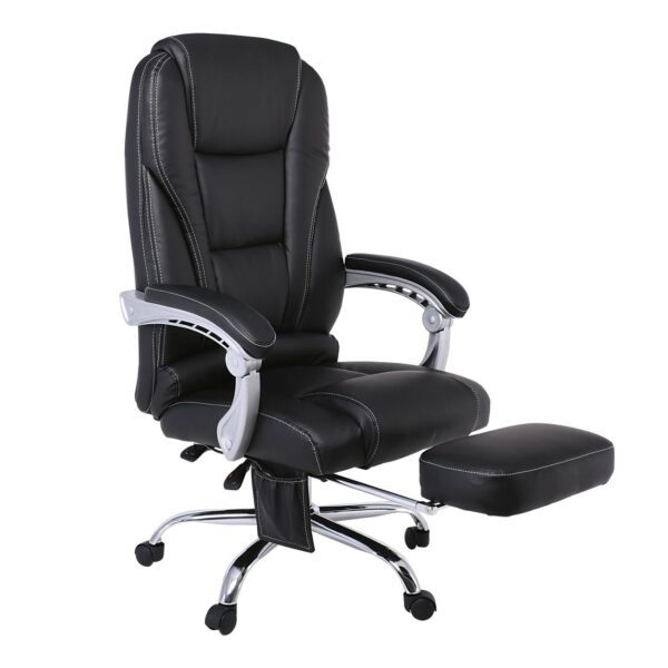 BF8550 Massage Relax Πολυθρόνα Γραφείου Διευθυντή, Βάση Χρώμιο με Υποπόδιο, Pu  Μαύρο 68x64-135x118/127cm - Image 3