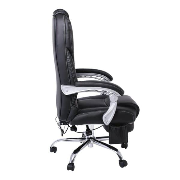 BF8550 Massage Relax Πολυθρόνα Γραφείου Διευθυντή, Βάση Χρώμιο με Υποπόδιο, Pu  Μαύρο 68x64-135x118/127cm - Image 4