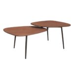 BERLIN Τραπεζάκι Σαλονιού Καθιστικού - Μέταλλο Βαφή Μαύρο - Καρυδί 126x64x40/46cm - Image 2