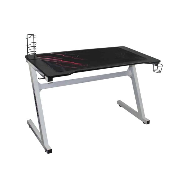 GAMING Γραφείο 120x60cm τ.Carbon Μέταλλο Βαφή Άσπρο 120x60x75cm - Image 4