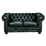 CHESTERFIELD Birmingham Καναπές 2Θέσιος Σαλονιού Καθιστικού,Δέρμα Antique Green 155x91x74cm - Image 2