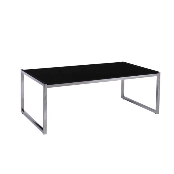 ACTION Τραπεζάκι Σαλονιού - Καθιστικού 120x60cm Inox - Μαυρό Γυαλί 8mm 120x60x45cm - Image 2