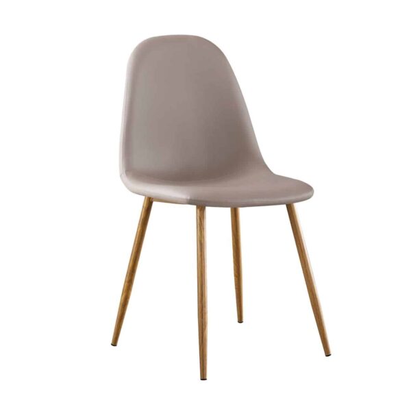 CELINA Καρέκλα Μέταλλο Βαφή Φυσικό, Pvc Cappuccino 45x54x85cm - Image 2