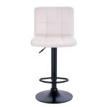 LINO Σκαμπό BAR με Πλάτη, Μέταλλο Βαφή Μαύρο, PU Άσπρο, Ρύθμιση Ύψους, Περιστρεφόμενο 44x50x62/92-83/113cm - Image 4