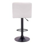 LINO Σκαμπό BAR με Πλάτη, Μέταλλο Βαφή Μαύρο, PU Άσπρο, Ρύθμιση Ύψους, Περιστρεφόμενο 44x50x62/92-83/113cm - Image 5