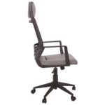 BF2500 Πολυθρόνα Γραφείου Διευθυντή Mesh Μαύρο - Pu Γκρι 58x62x116/126cm - Image 4