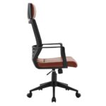 BF2500 Πολυθρόνα Γραφείου Διευθυντή Mesh Μαύρο - Pu Καφέ 58x62x116/126cm - Image 4