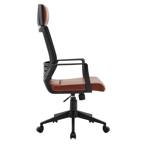 BF2500 Πολυθρόνα Γραφείου Διευθυντή Mesh Μαύρο - Pu Καφέ 58x62x116/126cm - Image 4