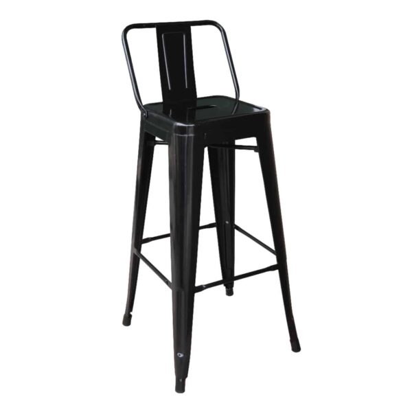 RELIX Σκαμπό Bar με Πλάτη, Μέταλλο Βαφή Μαύρο 44x44x76/97cm - Image 2