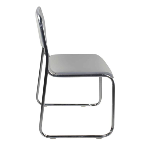 CAMPUS Καρέκλα Επισκέπτη Γραφείου, Στοιβαζόμενη Χρώμιο Μέταλλο, Soft Pu Γκρι 51x49x78cm - Image 3