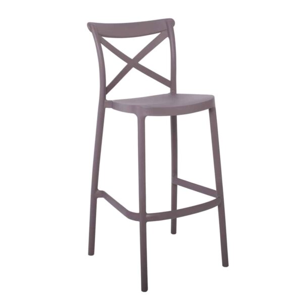 DESTINY Σκαμπό BAR με Πλάτη, PP Mocha 50x46x74/101cm - Image 2