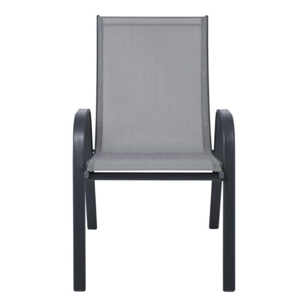 RIO Πολυθρόνα Στοιβαζόμενη Κήπου, Μέταλλο Βαφή Ανθρακί, Textilene Γκρι (4,20kg) 55x74x91cm - Image 4