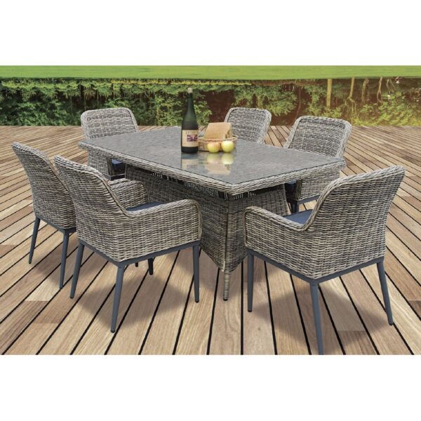 HAVANA Set Τραπεζαρία Κήπου ALU,Wicker Grey Brown-Ανθρακί: Τραπέζι 160x90 + 6 Πολυθρόνες Table:160x90x75 Chair:64x65x85 - Image 2