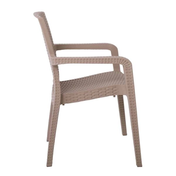 LORA Πολυθρόνα Κήπου Στοιβαζόμενη, PP (Rattan Look) Απόχρωση Cappuccino 57x57x87cm - Image 3