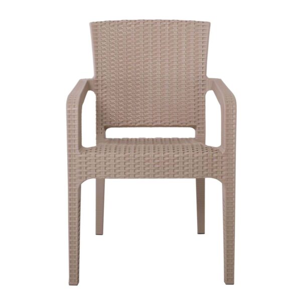 LORA Πολυθρόνα Κήπου Στοιβαζόμενη, PP (Rattan Look) Απόχρωση Cappuccino 57x57x87cm - Image 5