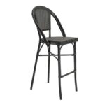 COSTA Σκαμπό BAR με Πλάτη, Αλουμίνιο Απόχρωση Μαύρο, Textilene Μαύρο 50x55x76/116cm - Image 3