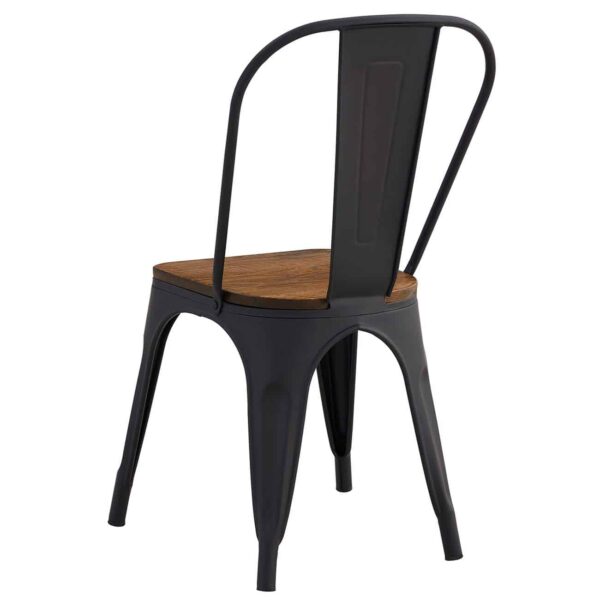 RELIX Wood Καρέκλα Μέταλλο Βαφή Μαύρο Extra Matte, Κάθισμα Dark Oak, Στοιβαζόμενη 45x53x85cm - Image 4