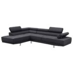SECTOR Καναπές Σαλονιού Δεξιά Γωνία, Ανακλινόμενα Κεφαλάρια, Ύφασμα Μαύρο 265x191x82cm H.82cm - Image 3