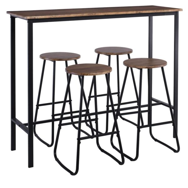 PUB Set Bar Τραπέζι + 4 Σκαμπό, Μέταλλο Βαφή Ανθρακί - Antique Brown Tab:120x40x100 Stool:Φ30 H.74 - Image 2