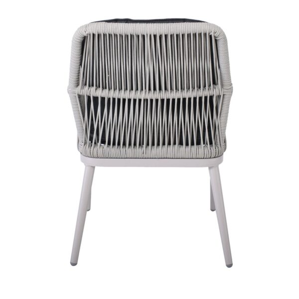 ALLEY Πολυθρόνα Τραπεζαρίας Κήπου ALU, Rope Grey 6mm, Μαξιλάρια Ανθρακί 62x64x85cm - Image 4