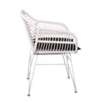 SALSA-W Πολυθρόνα Τραπεζαρίας Κήπου, Μέταλλο Βαφή Άσπρο, Wicker Άσπρο, Μαξιλάρι Μαύρο 55x56x82cm - Image 3