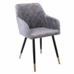 RENA Πολυθρόνα Μέταλλο Βαφή Μαύρο, Ύφασμα Velure, Απόχρωση Γκρι 53x59x85cm - Image 2