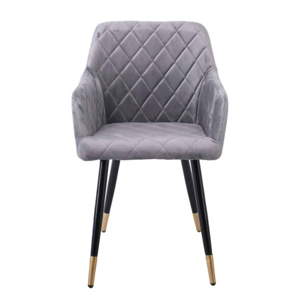 RENA Πολυθρόνα Μέταλλο Βαφή Μαύρο, Ύφασμα Velure, Απόχρωση Γκρι 53x59x85cm - Image 5