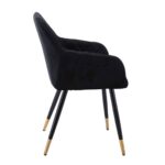 RENA Πολυθρόνα Μέταλλο Βαφή Μαύρο, Ύφασμα Velure, Απόχρωση Μαύρο 53x59x85cm - Image 3