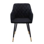 RENA Πολυθρόνα Μέταλλο Βαφή Μαύρο, Ύφασμα Velure, Απόχρωση Μαύρο 53x59x85cm - Image 5