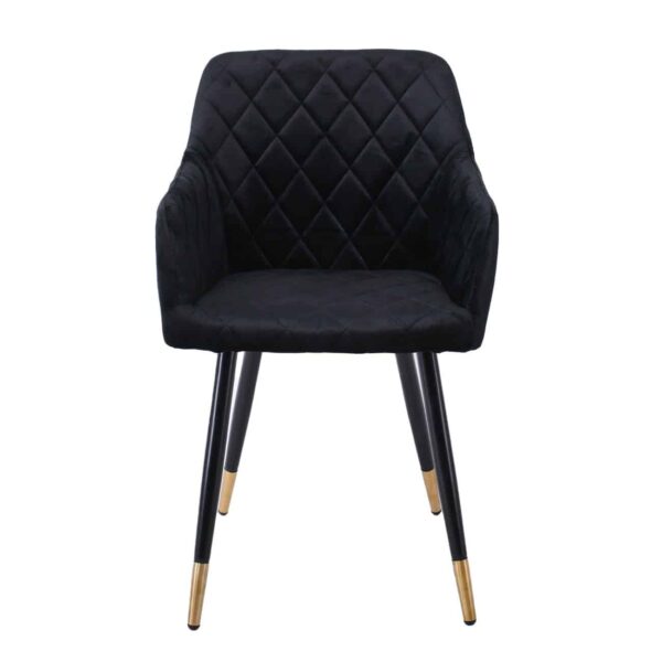 RENA Πολυθρόνα Μέταλλο Βαφή Μαύρο, Ύφασμα Velure, Απόχρωση Μαύρο 53x59x85cm - Image 5