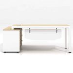 THESIS Γραφείο Αναστρέψιμη Γωνία, Απόχρωση Beech - Άσπρο 160x80x75/160x40x65cm - Image 4