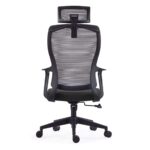 BF3850 Πολυθρόνα Γραφείου Διευθυντή, Mesh Γκρι, Ύφασμα Μαύρο 68x63x110/120cm - Image 4