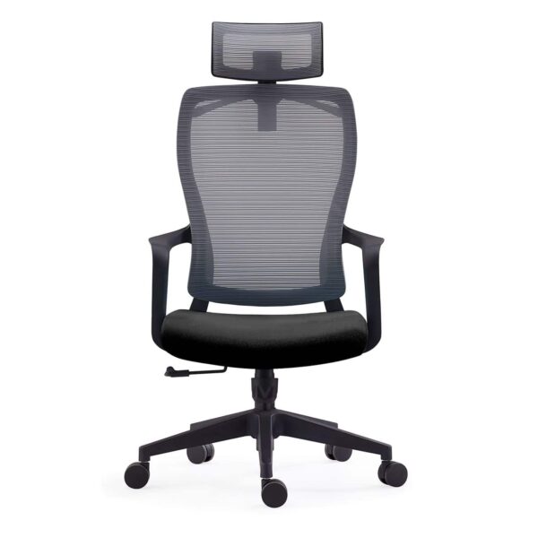BF3850 Πολυθρόνα Γραφείου Διευθυντή, Mesh Γκρι, Ύφασμα Μαύρο 68x63x110/120cm - Image 5