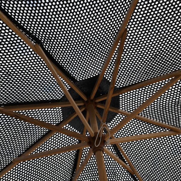 ΟΜΠΡΕΛΑ Ξύλινη Φ200cm, Πλεκτό Μακραμέ Μαύρο Φ200cm (Pole Φ40mm) - Image 3