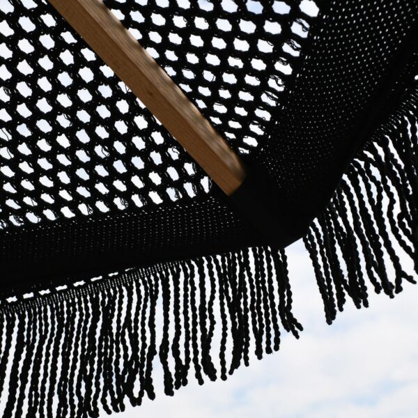ΟΜΠΡΕΛΑ Ξύλινη Φ200cm, Πλεκτό Μακραμέ Μαύρο Φ200cm (Pole Φ40mm) - Image 4