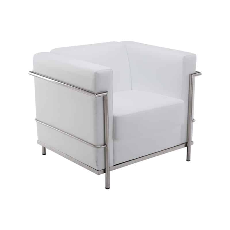 GENOVA Πολυθρόνα Σαλονιού Καθιστικού GENOVA Πολυθρόνα Σαλονιού Καθιστικού, Ιnox - Pu Άσπρο 83x73x71cm - Image 1