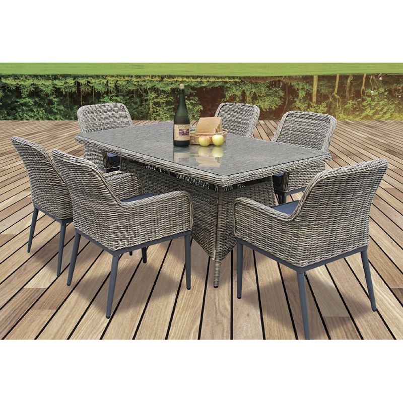 HAVANA Set Τραπεζαρία Κήπου ALU HAVANA Set Τραπεζαρία Κήπου ALU,Wicker Grey Brown-Ανθρακί: Τραπέζι 160x90 + 6 Πολυθρόνες Table:160x90x75 Chair:64x65x85 - Image 1